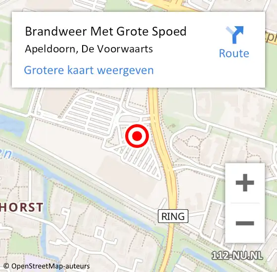 Locatie op kaart van de 112 melding: Brandweer Met Grote Spoed Naar Apeldoorn, De Voorwaarts op 13 december 2018 04:18