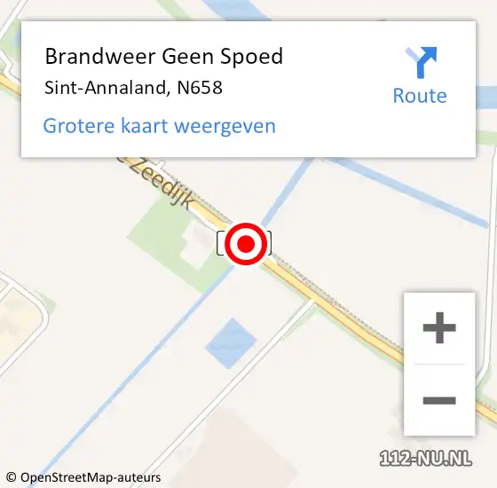 Locatie op kaart van de 112 melding: Brandweer Geen Spoed Naar Sint-Annaland, N658 op 13 december 2018 05:55