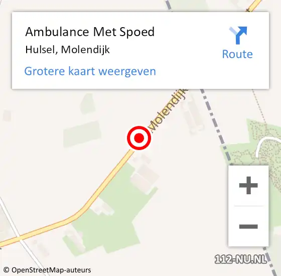 Locatie op kaart van de 112 melding: Ambulance Met Spoed Naar Hulsel, Molendijk op 13 december 2018 06:00