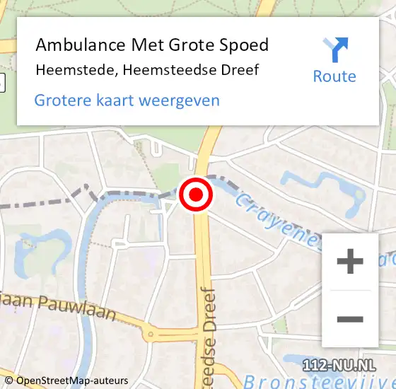 Locatie op kaart van de 112 melding: Ambulance Met Grote Spoed Naar Heemstede, Heemsteedse Dreef op 13 december 2018 08:09