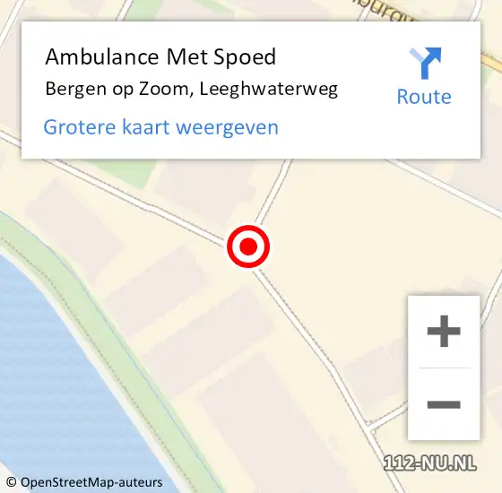 Locatie op kaart van de 112 melding: Ambulance Met Spoed Naar Bergen op Zoom, Leeghwaterweg op 13 december 2018 08:35