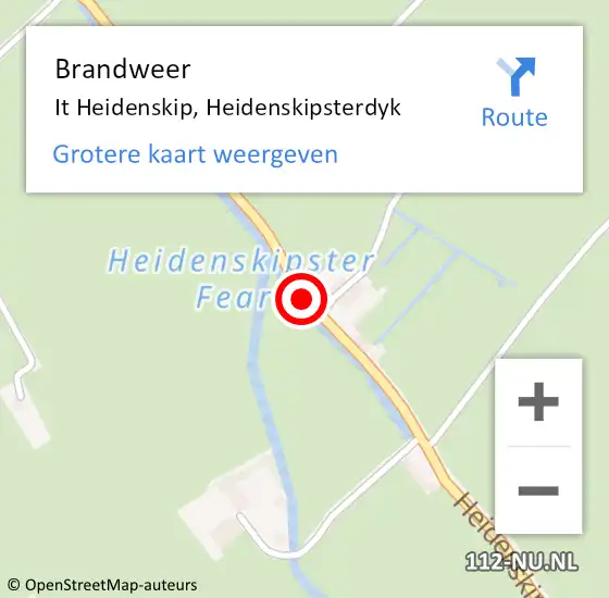 Locatie op kaart van de 112 melding: Brandweer It Heidenskip, Heidenskipsterdyk op 13 december 2018 09:13