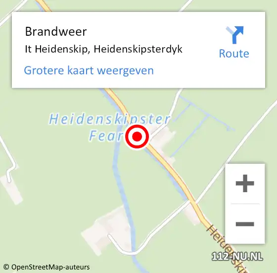 Locatie op kaart van de 112 melding: Brandweer It Heidenskip, Heidenskipsterdyk op 13 december 2018 09:14