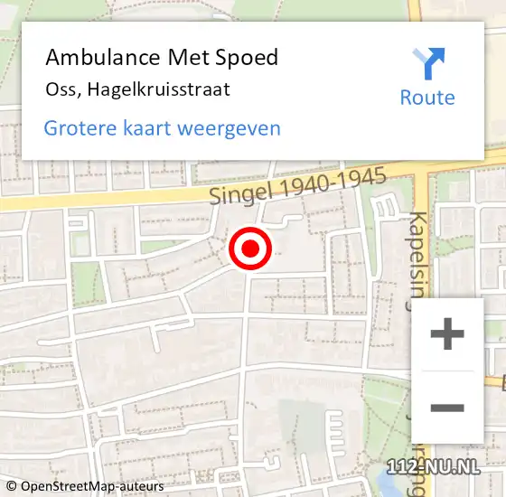 Locatie op kaart van de 112 melding: Ambulance Met Spoed Naar Oss, Hagelkruisstraat op 13 december 2018 09:33