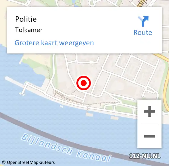 Locatie op kaart van de 112 melding: Politie Tolkamer op 13 december 2018 09:35