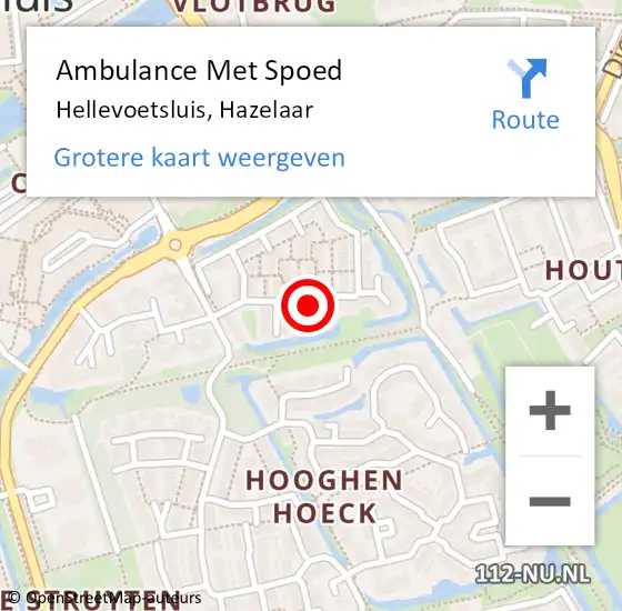 Locatie op kaart van de 112 melding: Ambulance Met Spoed Naar Hellevoetsluis, Hazelaar op 13 december 2018 10:46