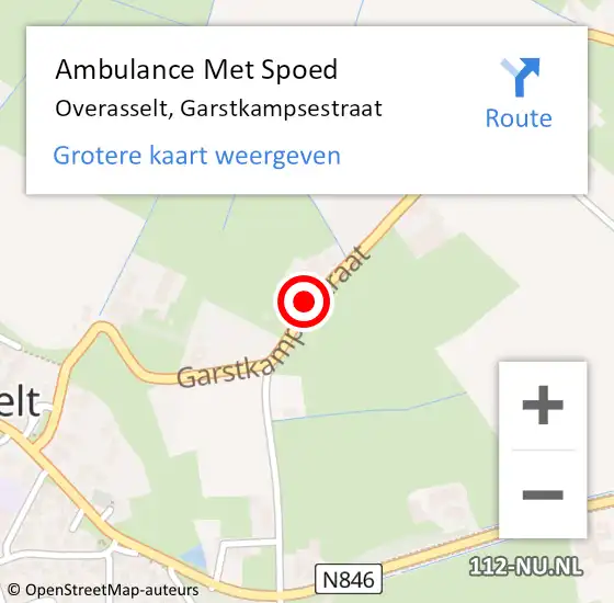 Locatie op kaart van de 112 melding: Ambulance Met Spoed Naar Overasselt, Garstkampsestraat op 13 december 2018 10:49