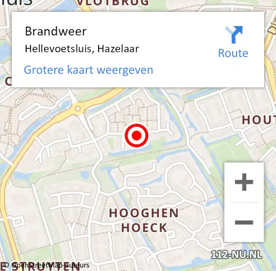 Locatie op kaart van de 112 melding: Brandweer Hellevoetsluis, Hazelaar op 13 december 2018 10:52