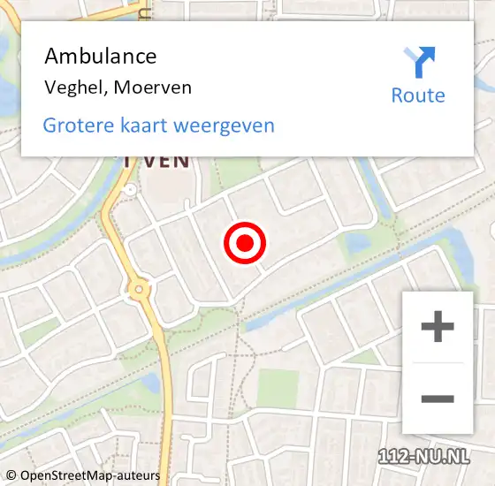 Locatie op kaart van de 112 melding: Ambulance Veghel, Moerven op 13 december 2018 10:54