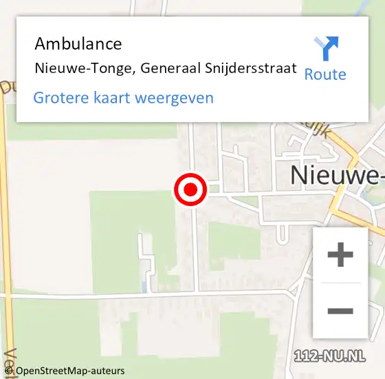 Locatie op kaart van de 112 melding: Ambulance Nieuwe-Tonge, Generaal Snijdersstraat op 13 december 2018 11:31