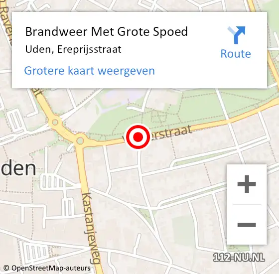 Locatie op kaart van de 112 melding: Brandweer Met Grote Spoed Naar Uden, Ereprijsstraat op 13 december 2018 12:13