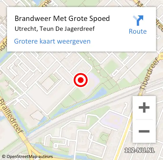 Locatie op kaart van de 112 melding: Brandweer Met Grote Spoed Naar Utrecht, Teun De Jagerdreef op 13 december 2018 12:52