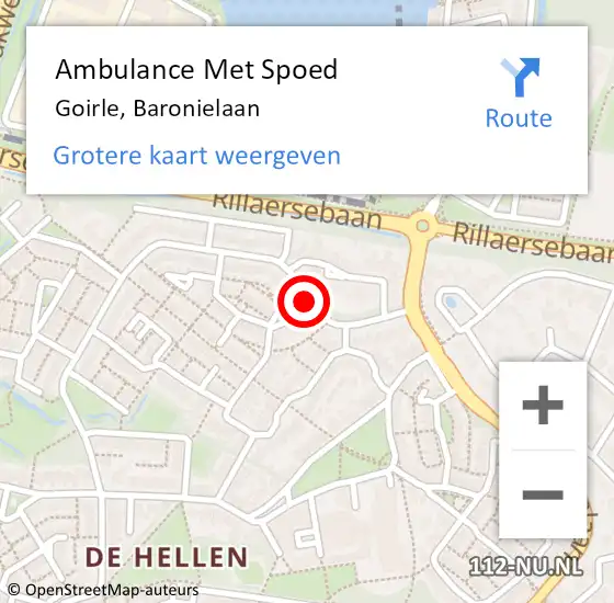 Locatie op kaart van de 112 melding: Ambulance Met Spoed Naar Goirle, Baronielaan op 13 december 2018 13:15