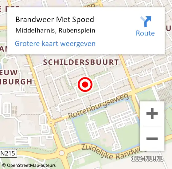 Locatie op kaart van de 112 melding: Brandweer Met Spoed Naar Middelharnis, Rubensplein op 13 december 2018 13:54