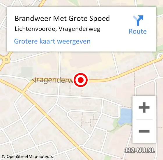 Locatie op kaart van de 112 melding: Brandweer Met Grote Spoed Naar Lichtenvoorde, Vragenderweg op 13 december 2018 14:09