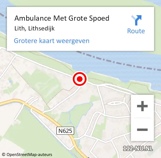 Locatie op kaart van de 112 melding: Ambulance Met Grote Spoed Naar Lith, Lithsedijk op 13 december 2018 14:38