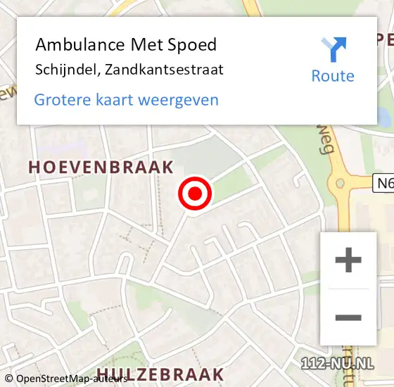 Locatie op kaart van de 112 melding: Ambulance Met Spoed Naar Schijndel, Zandkantsestraat op 13 december 2018 14:42