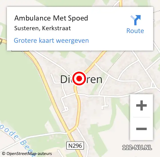 Locatie op kaart van de 112 melding: Ambulance Met Spoed Naar Susteren, Kerkstraat op 13 december 2018 14:54