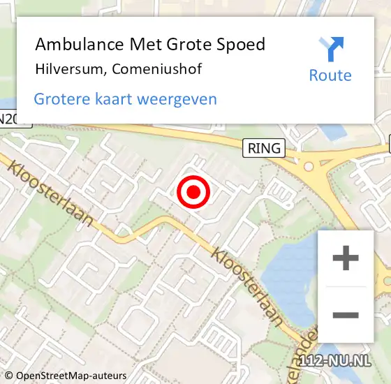 Locatie op kaart van de 112 melding: Ambulance Met Grote Spoed Naar Hilversum, Comeniushof op 17 maart 2014 15:21