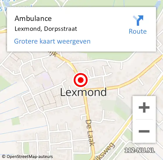 Locatie op kaart van de 112 melding: Ambulance Lexmond, Dorpsstraat op 13 december 2018 15:04