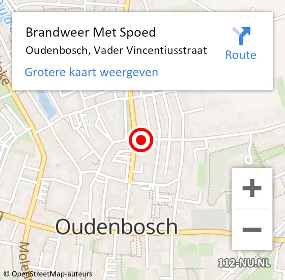 Locatie op kaart van de 112 melding: Brandweer Met Spoed Naar Oudenbosch, Vader Vincentiusstraat op 13 december 2018 15:47