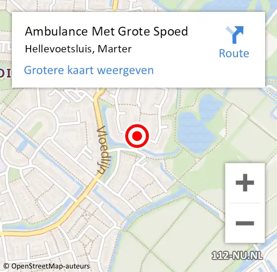 Locatie op kaart van de 112 melding: Ambulance Met Grote Spoed Naar Hellevoetsluis, Marter op 13 december 2018 17:13