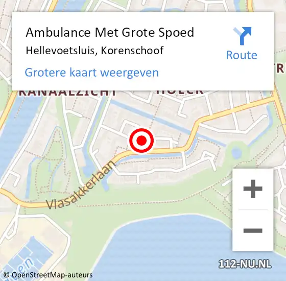 Locatie op kaart van de 112 melding: Ambulance Met Grote Spoed Naar Hellevoetsluis, Korenschoof op 13 december 2018 17:19