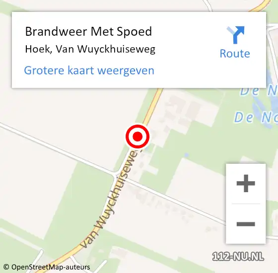 Locatie op kaart van de 112 melding: Brandweer Met Spoed Naar Hoek, Van Wuyckhuiseweg op 13 december 2018 17:49