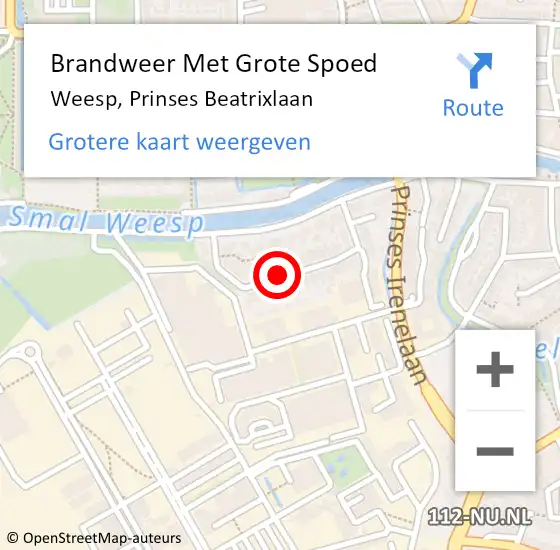 Locatie op kaart van de 112 melding: Brandweer Met Grote Spoed Naar Weesp, Prinses Beatrixlaan op 13 december 2018 17:52