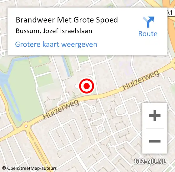 Locatie op kaart van de 112 melding: Brandweer Met Grote Spoed Naar Bussum, Jozef Israelslaan op 13 december 2018 19:34