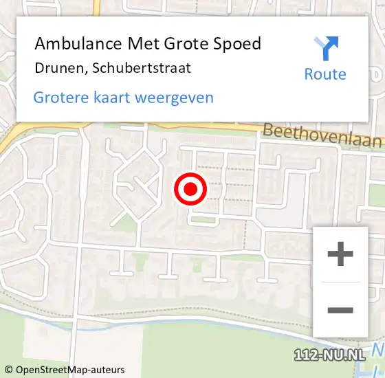 Locatie op kaart van de 112 melding: Ambulance Met Grote Spoed Naar Drunen, Schubertstraat op 13 december 2018 19:54