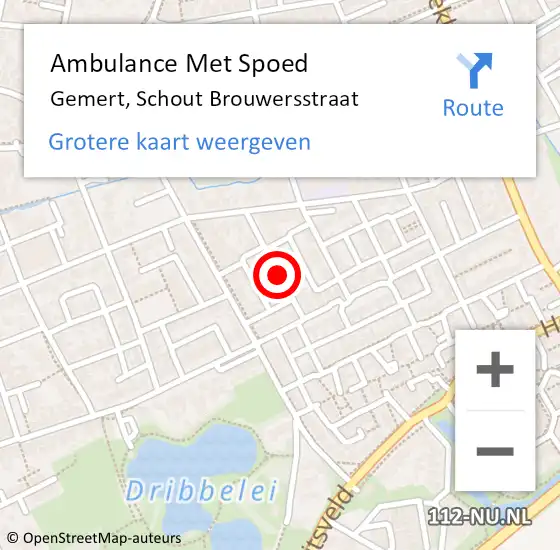 Locatie op kaart van de 112 melding: Ambulance Met Spoed Naar Gemert, Schout Brouwersstraat op 13 december 2018 21:25