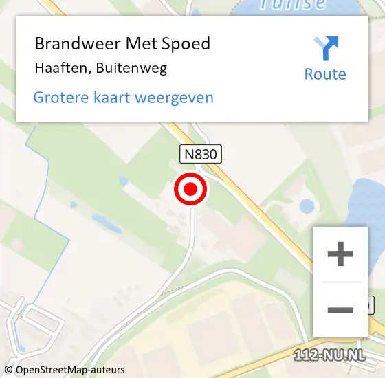 Locatie op kaart van de 112 melding: Brandweer Met Spoed Naar Haaften, Buitenweg op 13 december 2018 22:47