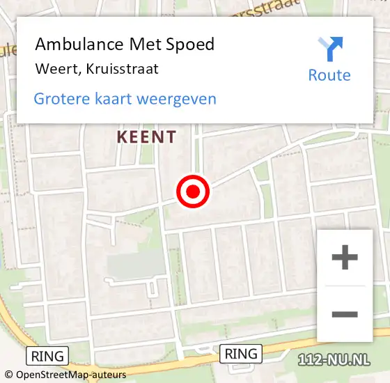 Locatie op kaart van de 112 melding: Ambulance Met Spoed Naar Weert, Kruisstraat op 13 december 2018 22:58