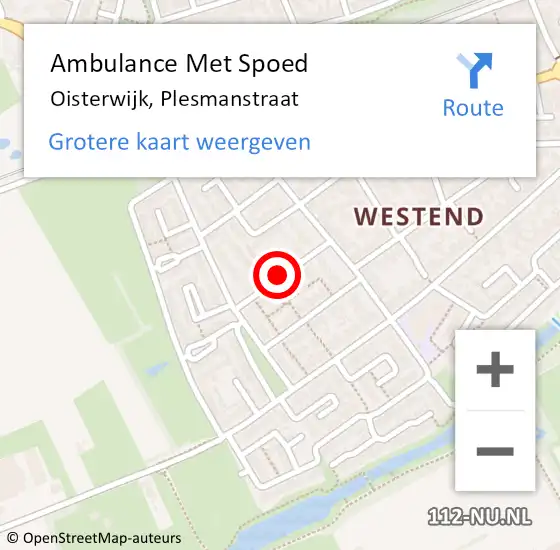 Locatie op kaart van de 112 melding: Ambulance Met Spoed Naar Oisterwijk, Plesmanstraat op 14 december 2018 00:43