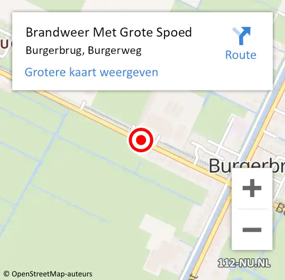 Locatie op kaart van de 112 melding: Brandweer Met Grote Spoed Naar Burgerbrug, Burgerweg op 14 december 2018 01:33