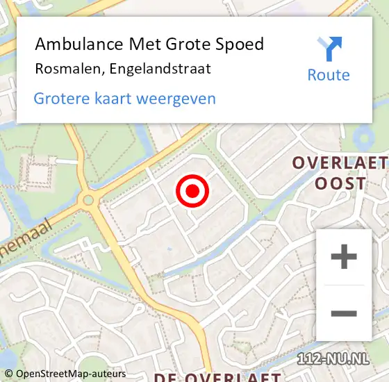 Locatie op kaart van de 112 melding: Ambulance Met Grote Spoed Naar Rosmalen, Engelandstraat op 14 december 2018 01:52