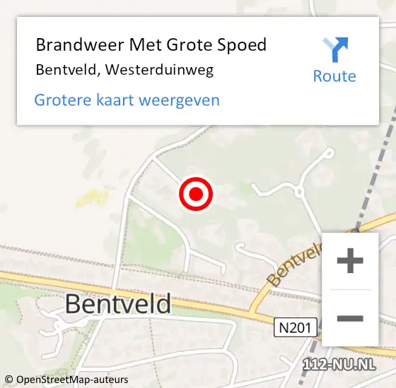 Locatie op kaart van de 112 melding: Brandweer Met Grote Spoed Naar Bentveld, Westerduinweg op 14 december 2018 03:04