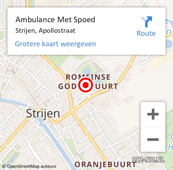 Locatie op kaart van de 112 melding: Ambulance Met Spoed Naar Strijen, Apollostraat op 14 december 2018 03:25