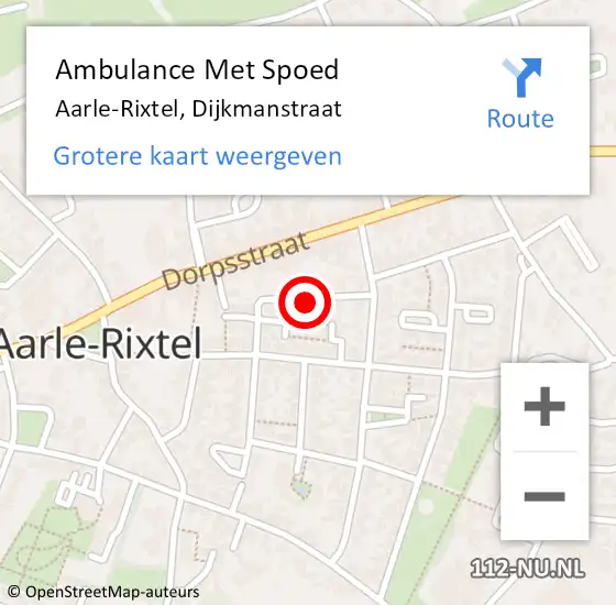 Locatie op kaart van de 112 melding: Ambulance Met Spoed Naar Aarle-Rixtel, Dijkmanstraat op 14 december 2018 04:11