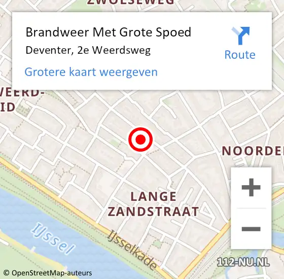 Locatie op kaart van de 112 melding: Brandweer Met Grote Spoed Naar Deventer, 2e Weerdsweg op 17 maart 2014 16:09