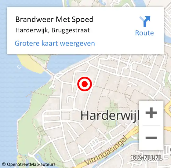 Locatie op kaart van de 112 melding: Brandweer Met Spoed Naar Harderwijk, Bruggestraat op 14 december 2018 08:58