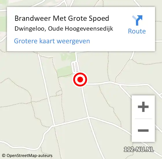 Locatie op kaart van de 112 melding: Brandweer Met Grote Spoed Naar Dwingeloo, Oude Hoogeveensedijk op 14 december 2018 09:12