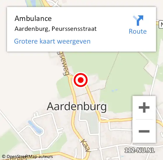 Locatie op kaart van de 112 melding: Ambulance Aardenburg, Peurssensstraat op 14 december 2018 10:20