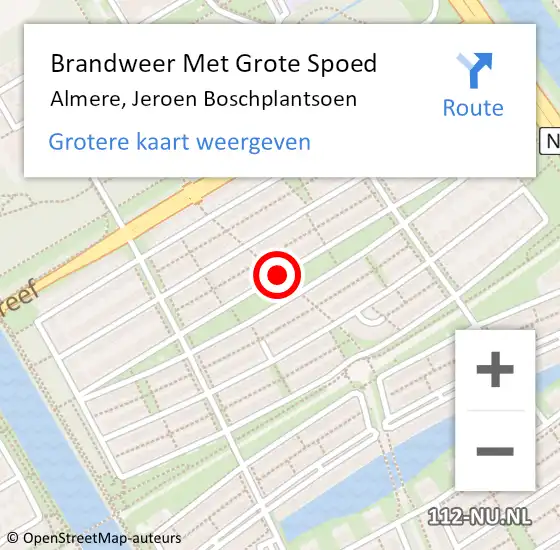 Locatie op kaart van de 112 melding: Brandweer Met Grote Spoed Naar Almere, Jeroen Boschplantsoen op 14 december 2018 10:41