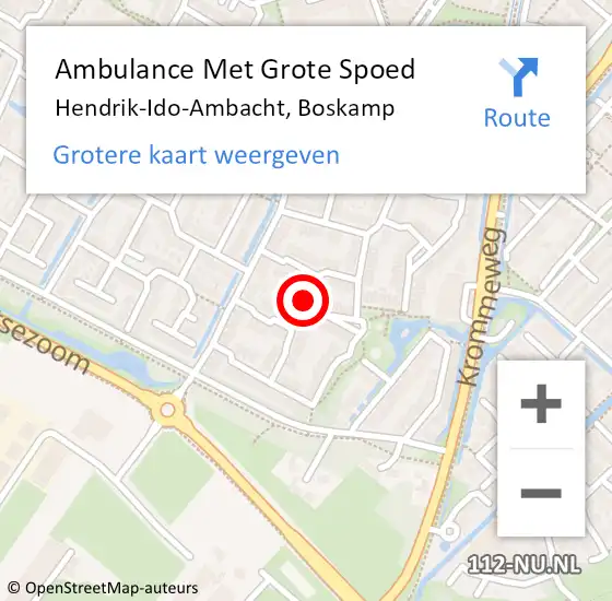 Locatie op kaart van de 112 melding: Ambulance Met Grote Spoed Naar Hendrik-Ido-Ambacht, Boskamp op 14 december 2018 11:30
