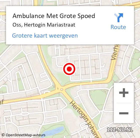 Locatie op kaart van de 112 melding: Ambulance Met Grote Spoed Naar Oss, Hertogin Mariastraat op 14 december 2018 11:32