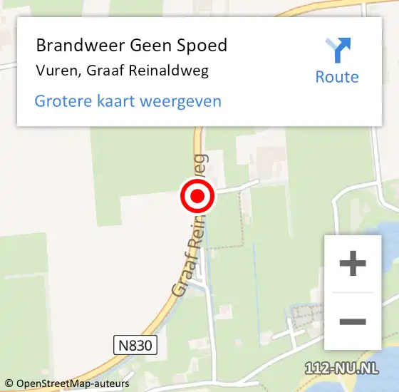 Locatie op kaart van de 112 melding: Brandweer Geen Spoed Naar Vuren, Graaf Reinaldweg op 14 december 2018 11:38