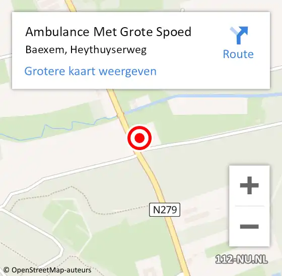 Locatie op kaart van de 112 melding: Ambulance Met Grote Spoed Naar Baexem, Heythuyserweg op 17 maart 2014 16:22