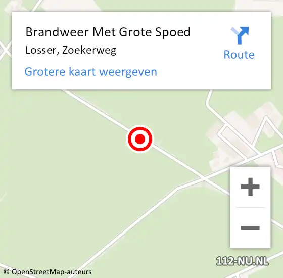 Locatie op kaart van de 112 melding: Brandweer Met Grote Spoed Naar Losser, Zoekerweg op 14 december 2018 11:59